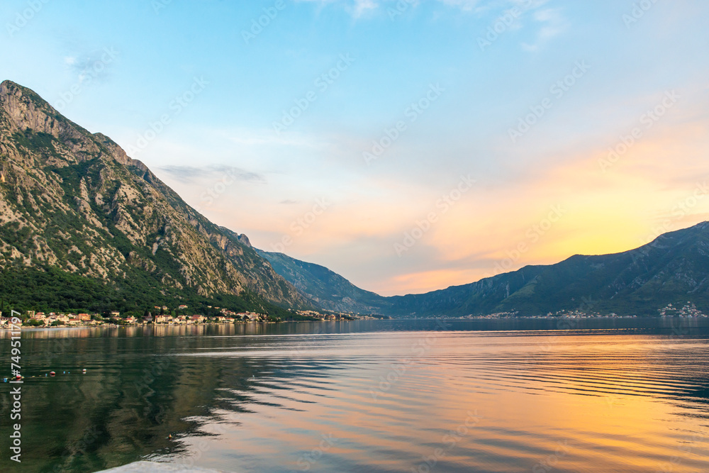 View of historic famous Bay of Kotor in Montenegro, southern Europe