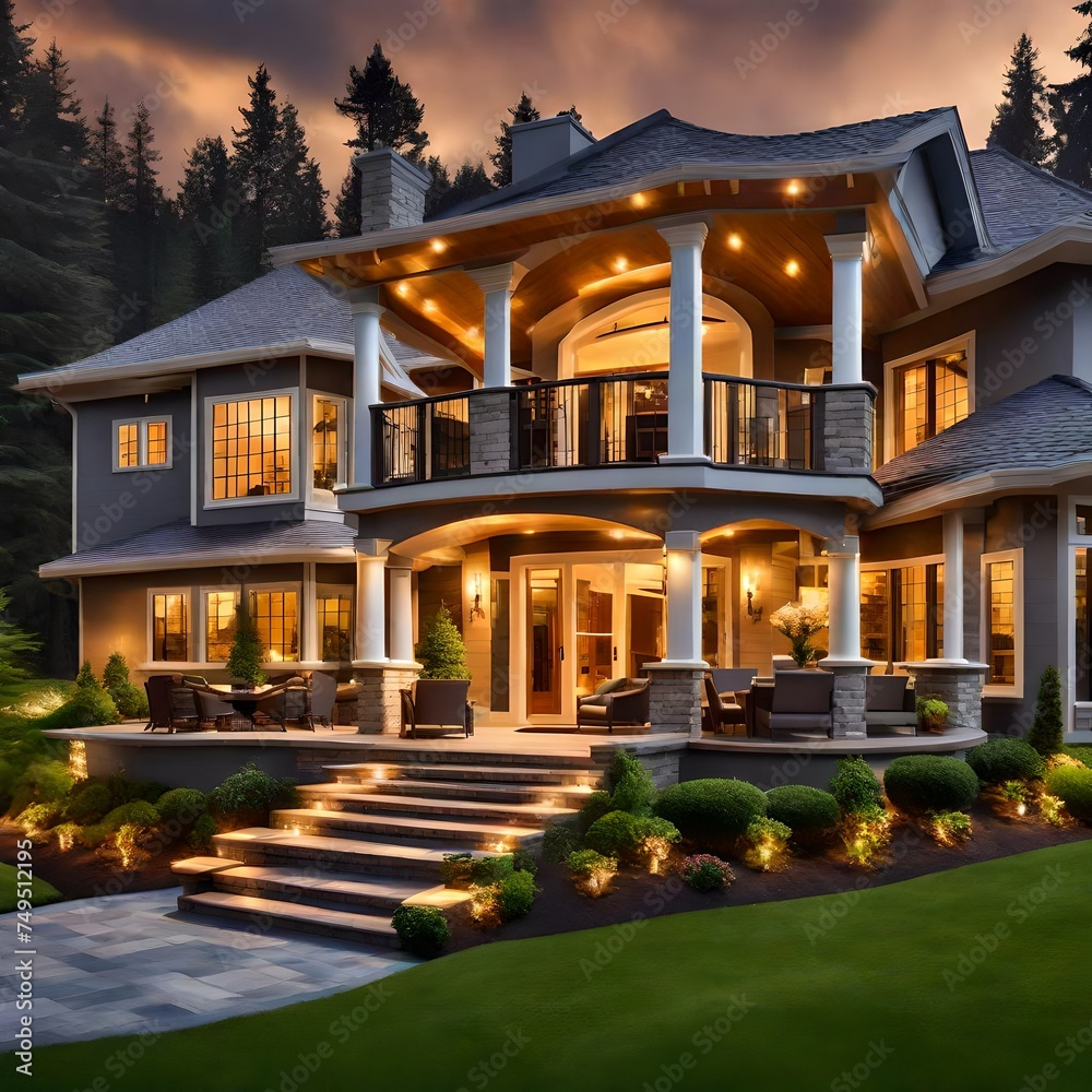 luxury home in the evening