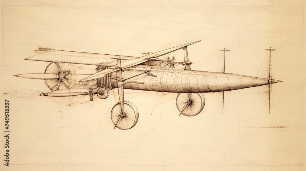 Abstract drawing displays ancient vehicle. Technical sketch unveils old machinery.