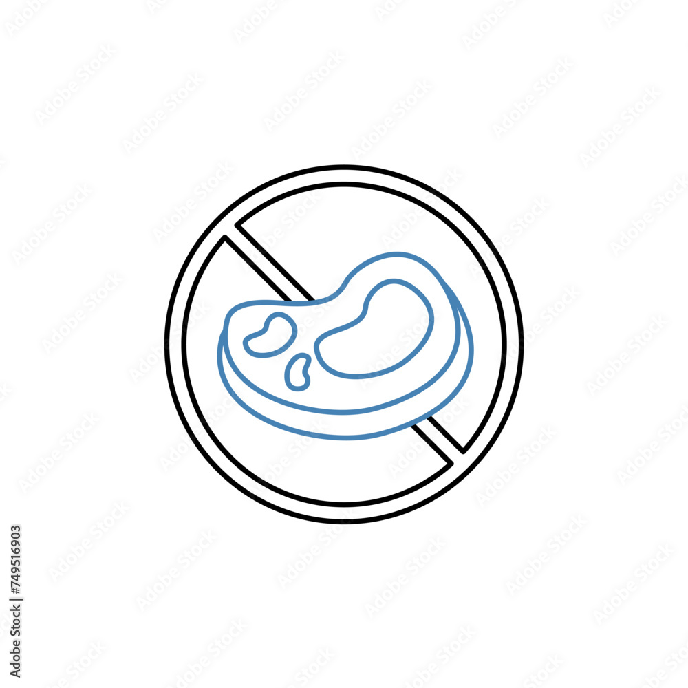 no meat concept line icon. Simple element illustration. no meat concept outline symbol design. no meat concept line icon. Simple element illustration. no meat concept outline symbol design.