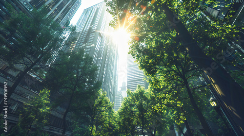 Tokyo Heights: Modern Skyscrapers in Vibrant Cityscape, Natures Touch