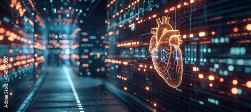 Cybernetic fusion  human heart in digital world, symbolizing a technological masterpiece. © Ilja