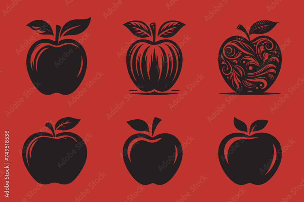 silhouettes Vector design of Apple silhouettes Vector design of Apple