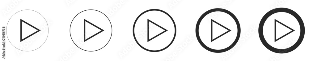 video play button icon black line vector illustration - obrazy, fototapety, plakaty 