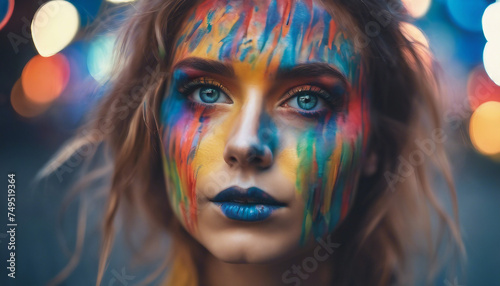 Brilliance in Detail: Close-Up Portrait Showcases Vibrant Makeup