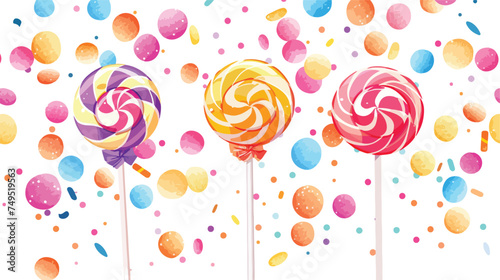 Sweet lollipop confetti isolated icon vector illustration photo