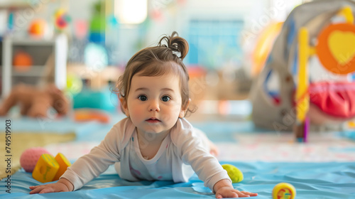 A Toddler Gym filled with soft mats and interactive toys, creating a safe and fun environment for little ones to explore.