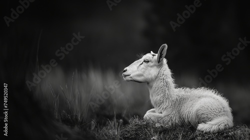 white goat in the field