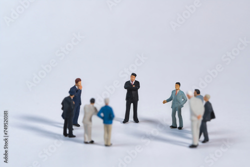 Group of people talking, white background, miniature figures scene © Vincenzo