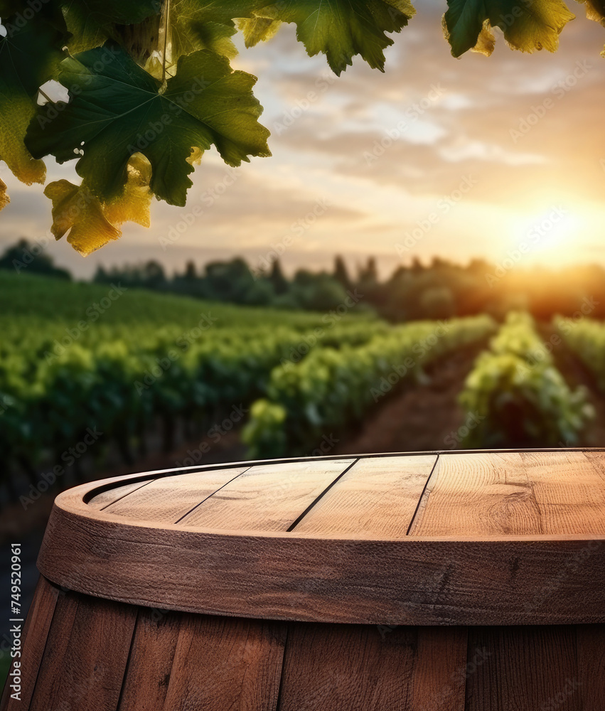 Empty wooden table for product demonstration and presentation on the background of a vineyard. The concept of harvest, winemaking. Mock up.Copy space. Empty wooden table for product demonstration and presentation on the background of a vineyard. The concept of harvest, winemaking. Mock up.Copy space.