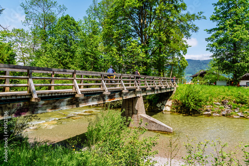 A bridge over a mountain river in the Bavarian Alps