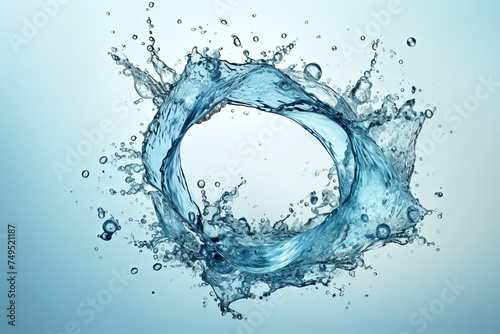 Blue water splash and drops isolated on a transparent background