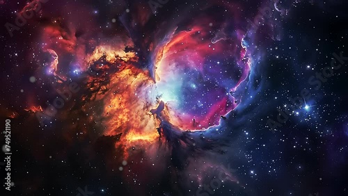 Flying in a Vibrant Space Galaxy and Nebula  photo