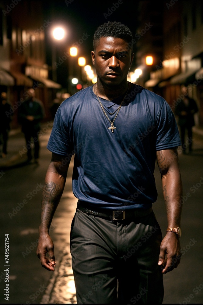 A dangerous assassin gangster lurking in urban street A dangerous assassin gangster lurking in urban street