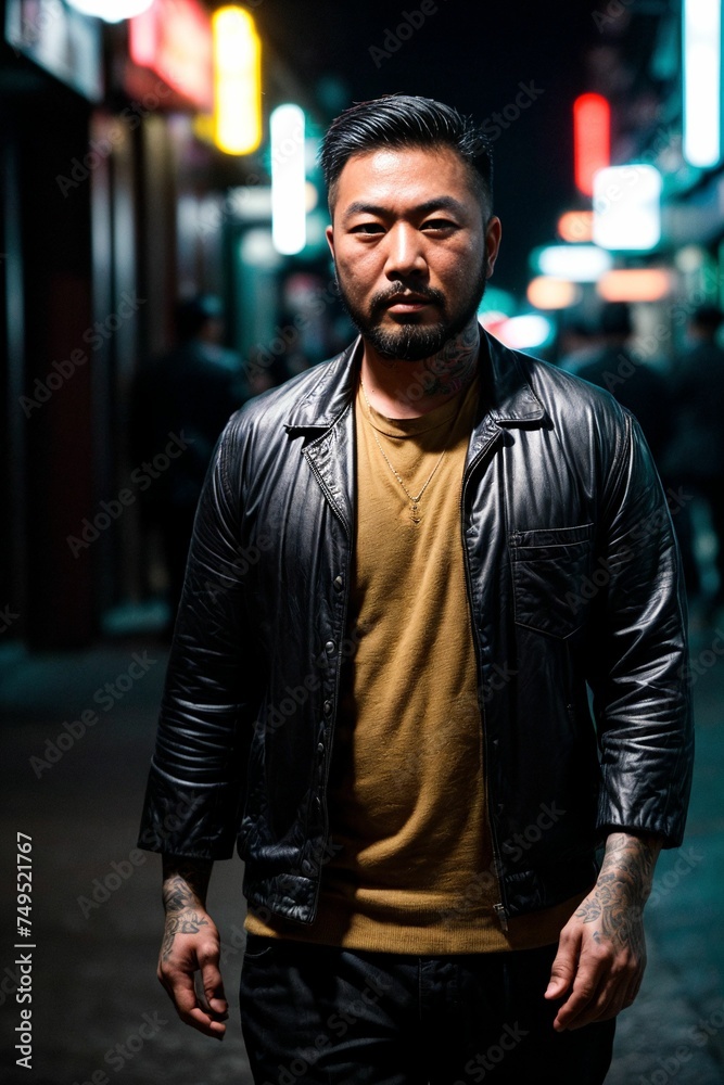 A dangerous assassin gangster lurking in urban street A dangerous assassin gangster lurking in urban street