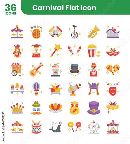 Carnival flat icons set