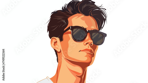 Young man head with sunglasses character vector 