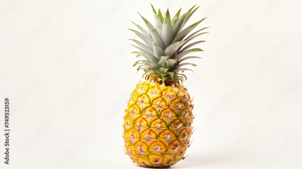 Tropical Delight A Ripe Pineapple on a White Background