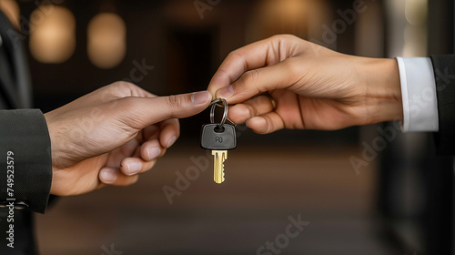 Agent hands over the keys to a new house owner
