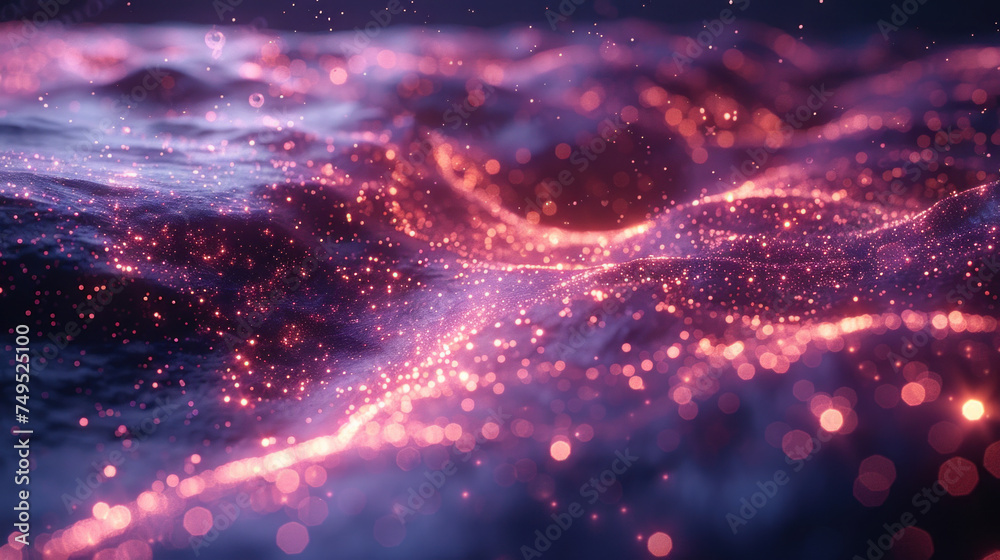 Fototapeta premium Glowing gas and particles, unknown physics effect