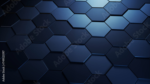 Abstract dark blue hexagonal blocks pattern background