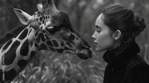portrait of a person with giraffe © paul