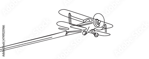 One line airplane, one continuous line airplane vector illustration, travel and tourism concept
