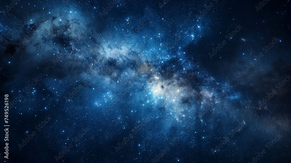 space with explosions features dark blue hues