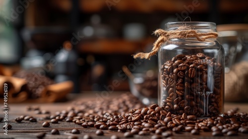 Coffee beans in the jar, realistic photo