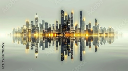 Futuristic smart city skyline in 3d with eco friendly concept  skyscrapers  towers  tall buildings