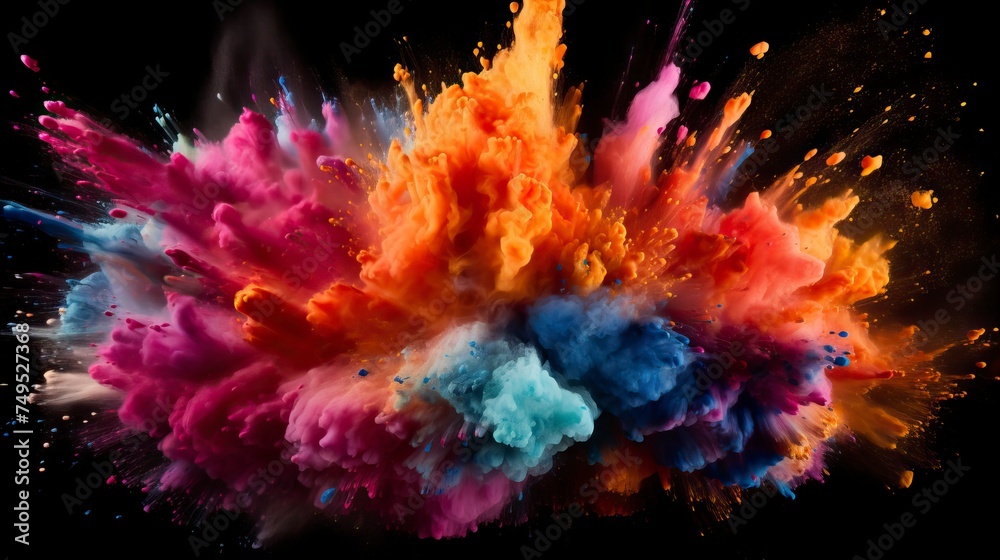 Explosion of colored powder on black background Explosion of colored powder on black background