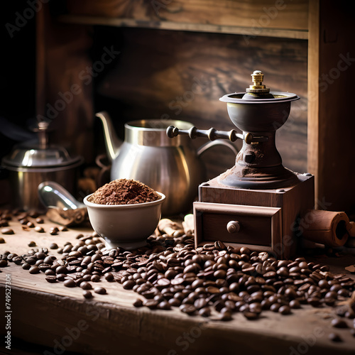 coffee grinder and coffee beans