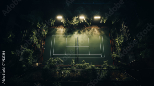 Night aerial photo of outdoor tennis courts