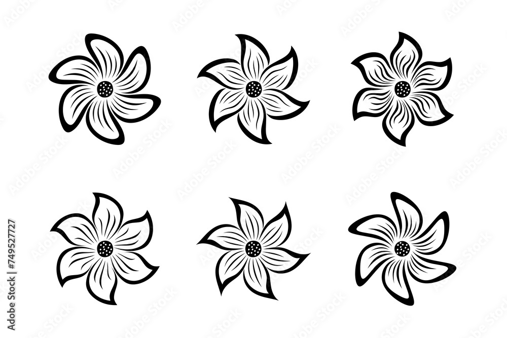 Fototapeta premium set of handrawn flowers vector design