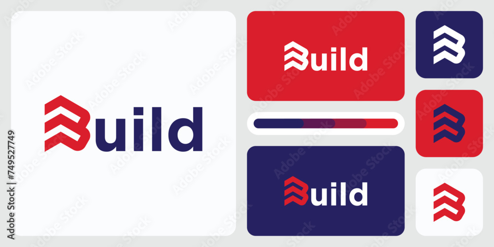 Fototapeta premium Vector logo design for the initials B in the shape of a geometric building with a modern, simple, clean and abstract style.