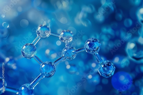 Blue molecular structure on a fluid serum background Symbolizing scientific innovation and discovery