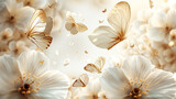 Ethereal Butterflies Amidst Soft White Blossoms
