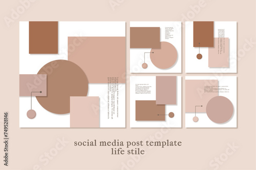 Social media post templates set for business, vector illustration on background. Square posts layouts for personal blog.