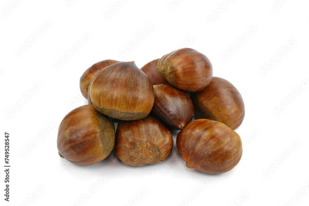 heap of chesnuts isolated on white background heap of chesnuts isolated on white background