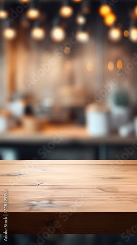 Wooden Table with White Tablecloth in a Restaurant or Cafe Setting
