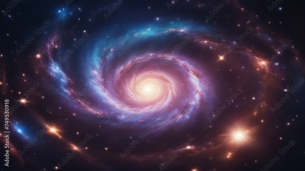 spiral galaxy in space _A fantasy background of a galaxy and space sky. The image shows a vibrant and colorful view spiral galaxy in space _A fantasy background of a galaxy and space sky. The image shows a vibrant and colorful view