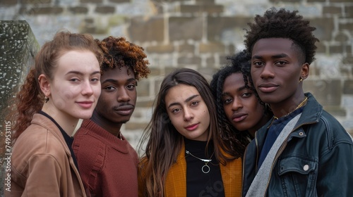 Portrait of a group of young multiracial people standing outdoors