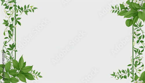 lush leafy vines as a frame border, isolated with copyspace