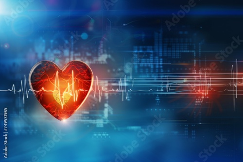 Heart Beats with medical background , service health and medical technology concept. photo