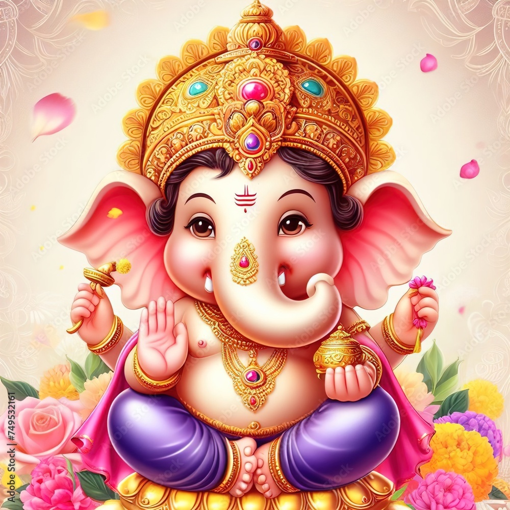 Portrait of cute lord ganesha idol Portrait of cute lord ganesha idol