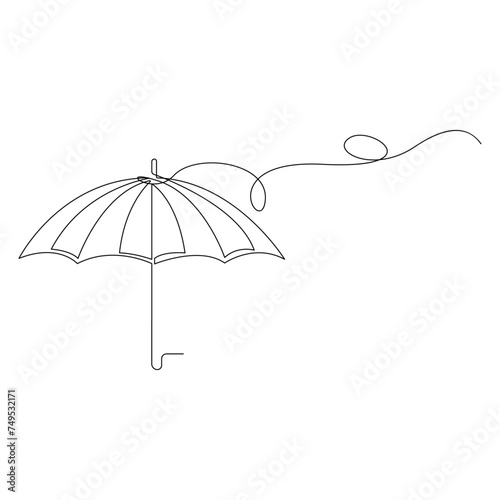 Continuous One line Umbrella Drawing Illustrations and Vectors design