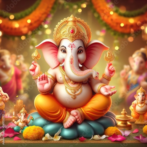 Portrait of cute lord ganesha idol