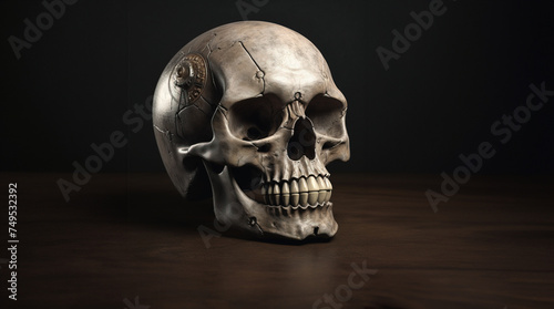 Textured Monochromatic Skull Study in Detail created with Generative AI technology