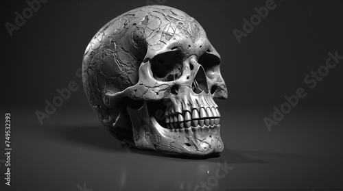 Textured Monochromatic Skull Study in Detail created with Generative AI technology