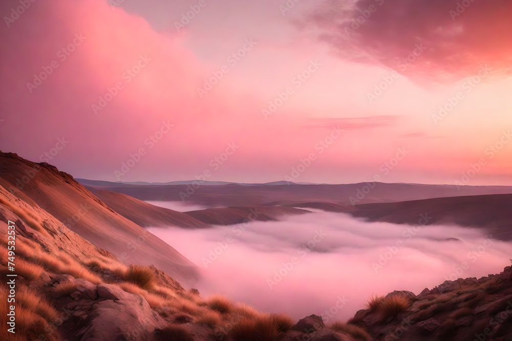 sunset in the mountains generated by AI technology sunset in the mountains generated by AI technology